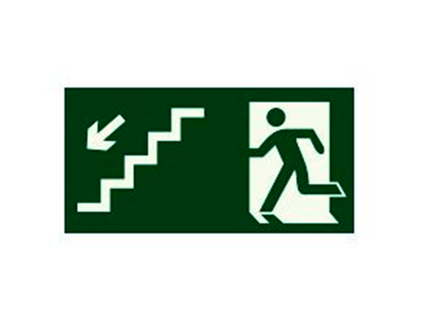 Placa-S9---252x126-mm---Saída-Escada-Desce-Esquerda