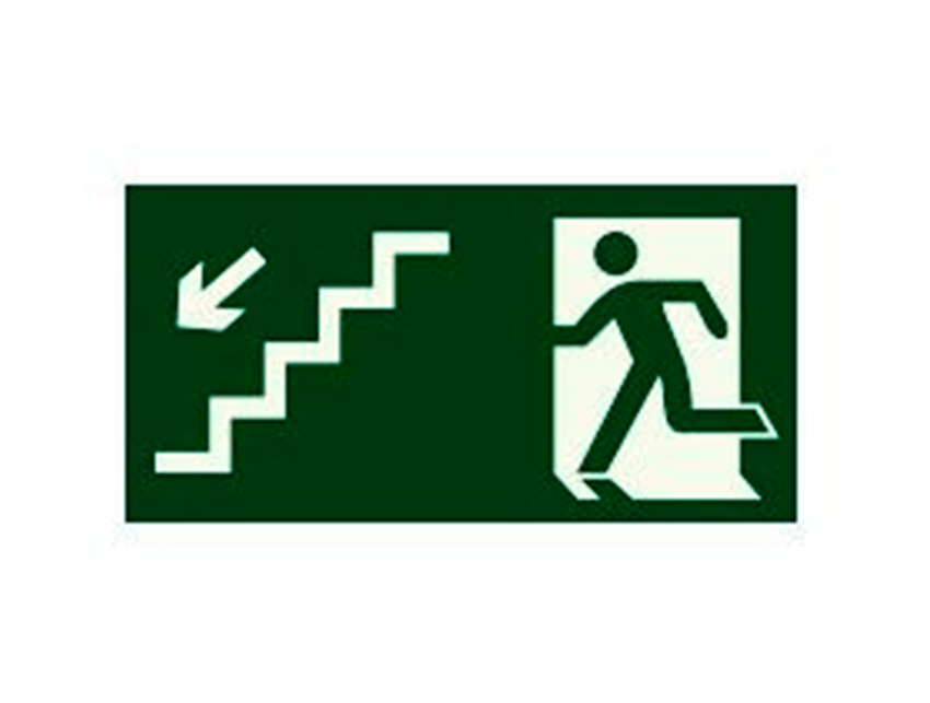 Placa-S9---316x158-mm---Saída-Escada-Desce-Esquerda